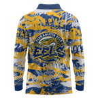 Parramatta Eels Rugby Long Sleeve Polo Shirt Graffiti Typography Urban Camo Abstract Street Style