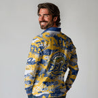 Parramatta Eels Rugby Long Sleeve Polo Shirt Graffiti Typography Urban Camo Abstract Street Style
