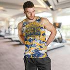 Parramatta Eels Rugby Men Tank Top Graffiti Typography Urban Camo Abstract Street Style