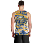Parramatta Eels Rugby Men Tank Top Graffiti Typography Urban Camo Abstract Street Style