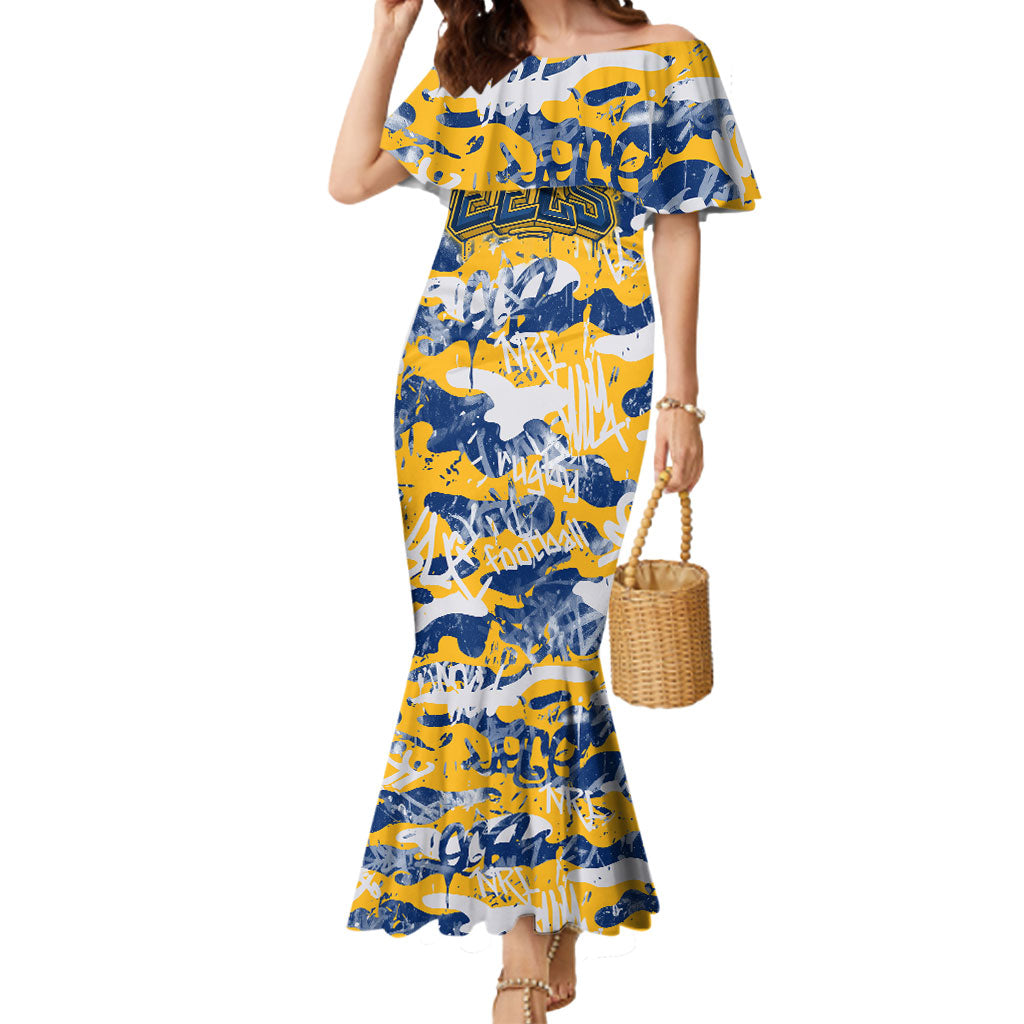 Parramatta Eels Rugby Mermaid Dress Graffiti Typography Urban Camo Abstract Street Style