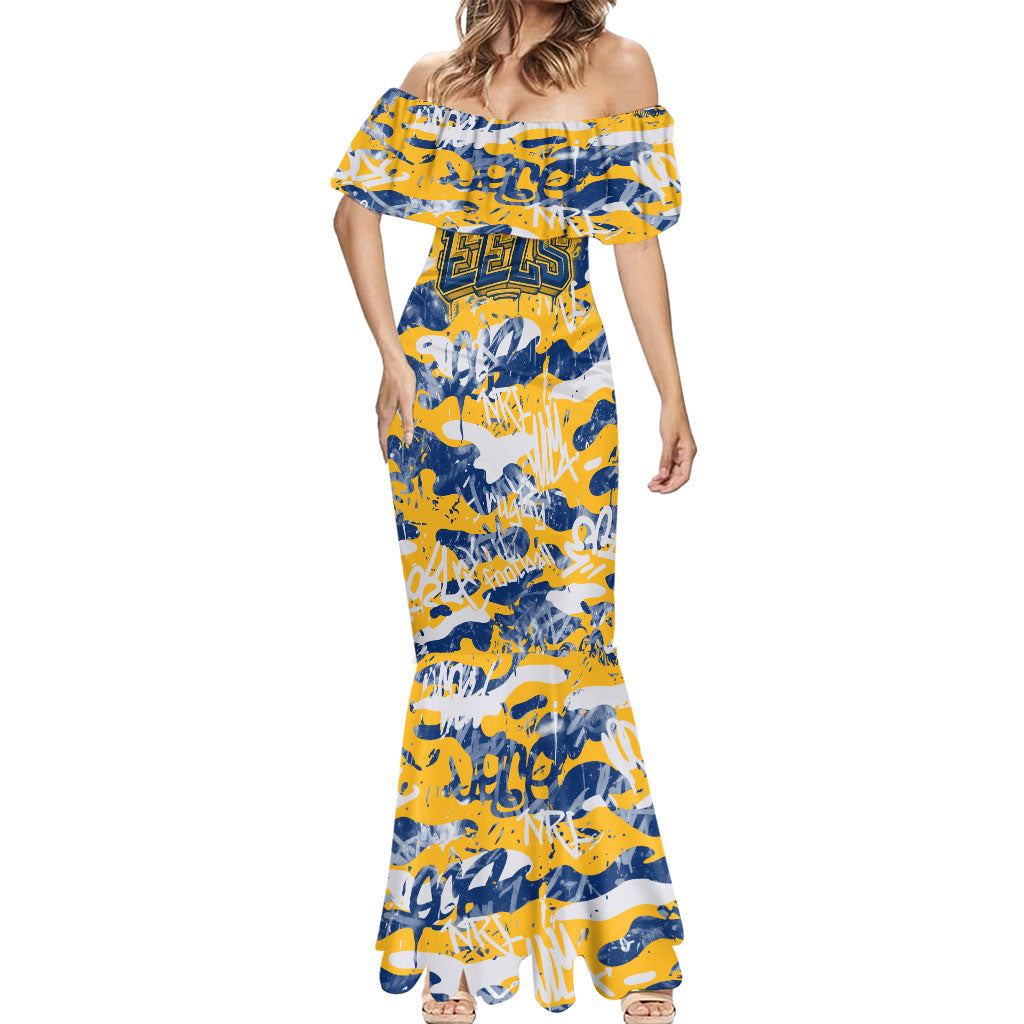 Parramatta Eels Rugby Mermaid Dress Graffiti Typography Urban Camo Abstract Street Style