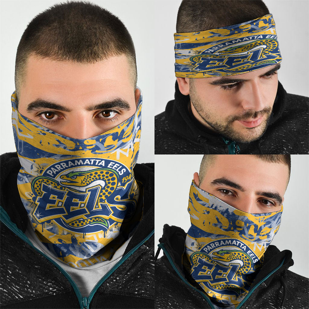 Parramatta Eels Rugby Neck Gaiter Graffiti Typography Urban Camo Abstract Street Style