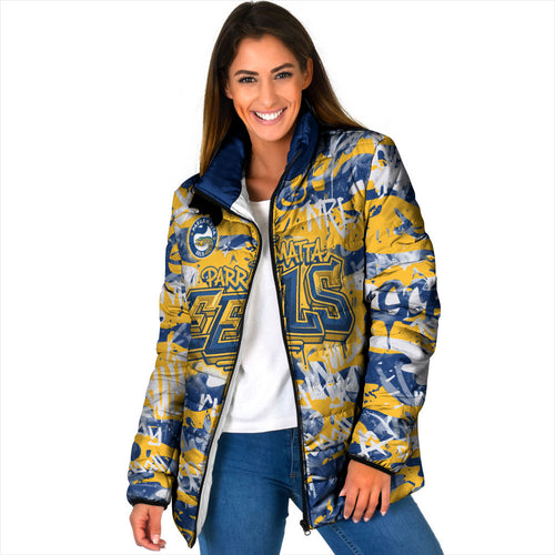 Parramatta Eels Rugby Padded Jacket Graffiti Typography Urban Camo Abstract Street Style