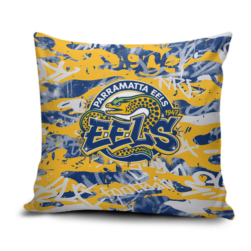 Parramatta Eels Rugby Pillow Cover Graffiti Typography Urban Camo Abstract Street Style