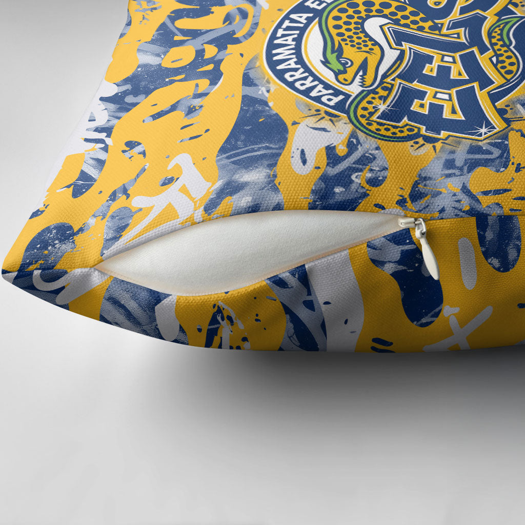 Parramatta Eels Rugby Pillow Cover Graffiti Typography Urban Camo Abstract Street Style