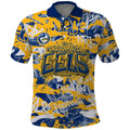 Parramatta Eels Rugby Polo Shirt Graffiti Typography Urban Camo Abstract Street Style