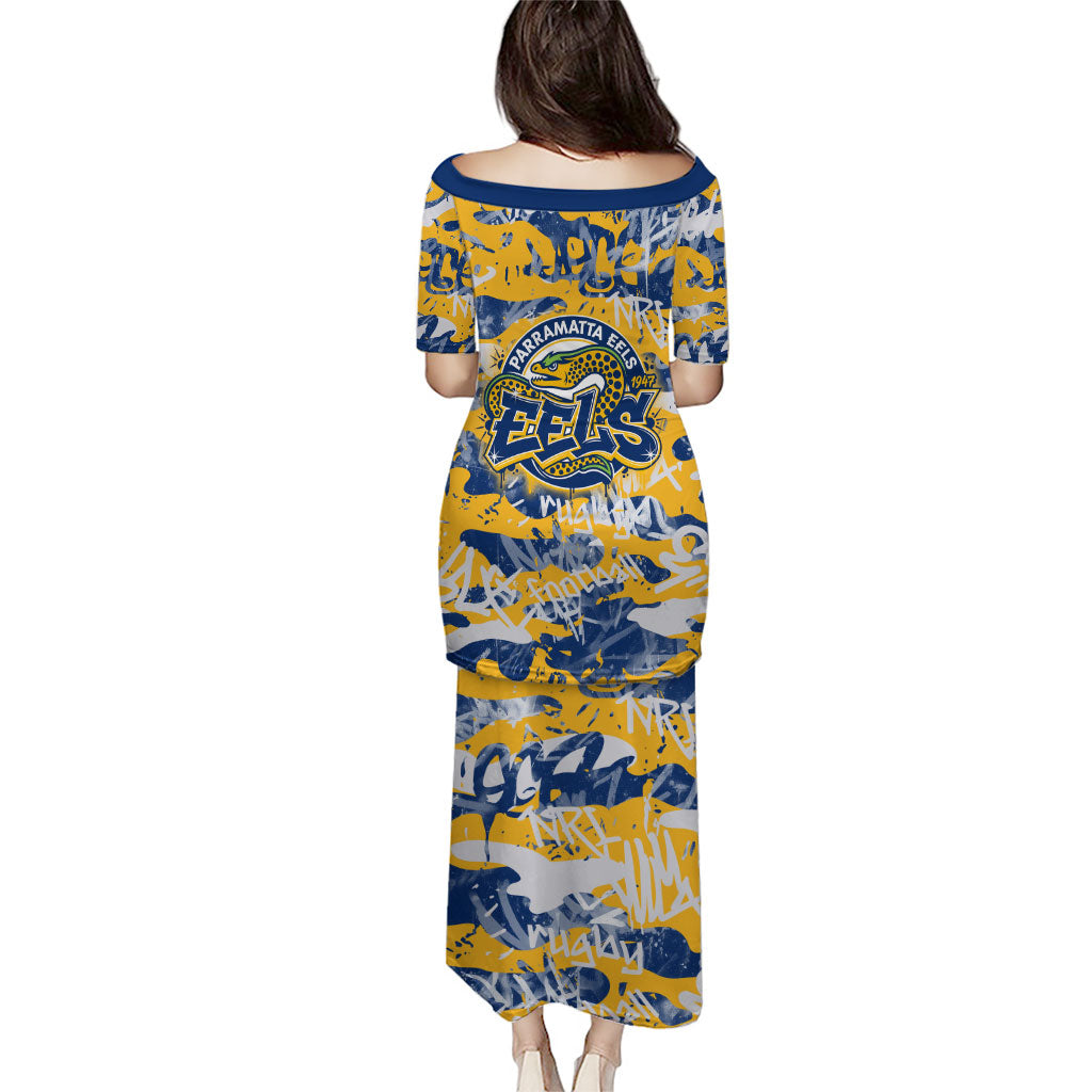 Parramatta Eels Rugby Puletasi Graffiti Typography Urban Camo Abstract Street Style