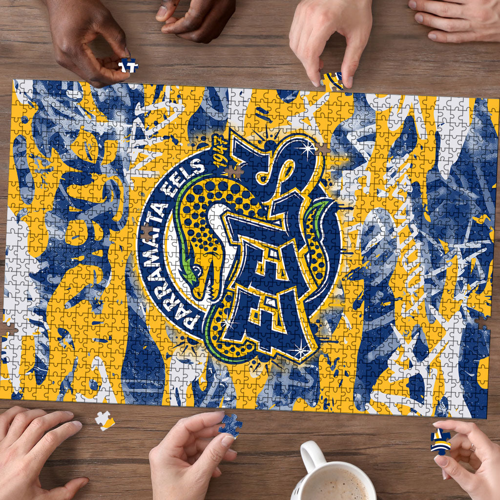 Parramatta Eels Rugby Puzzle Graffiti Typography Urban Camo Abstract Street Style