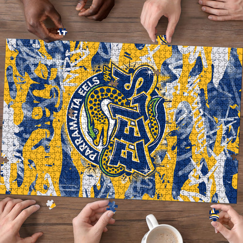 Parramatta Eels Rugby Puzzle Graffiti Typography Urban Camo Abstract Street Style
