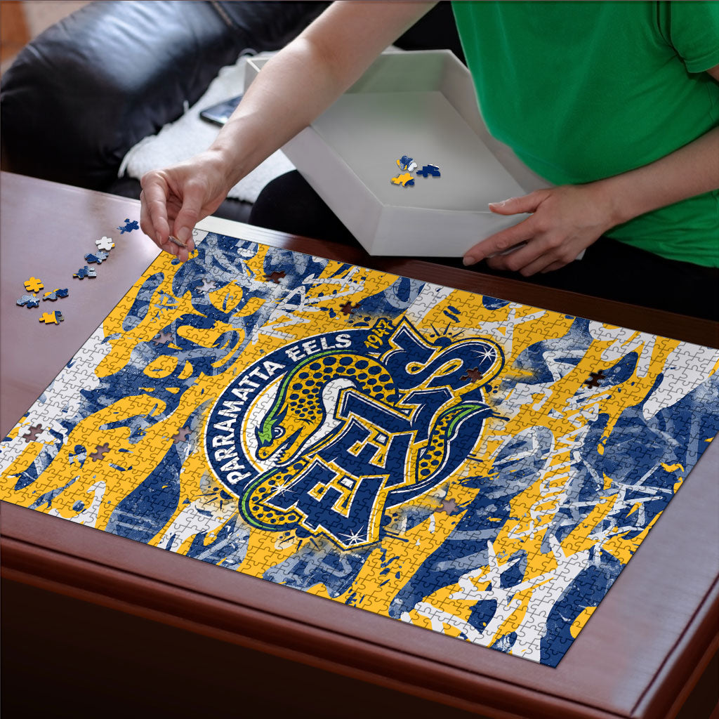 Parramatta Eels Rugby Puzzle Graffiti Typography Urban Camo Abstract Street Style