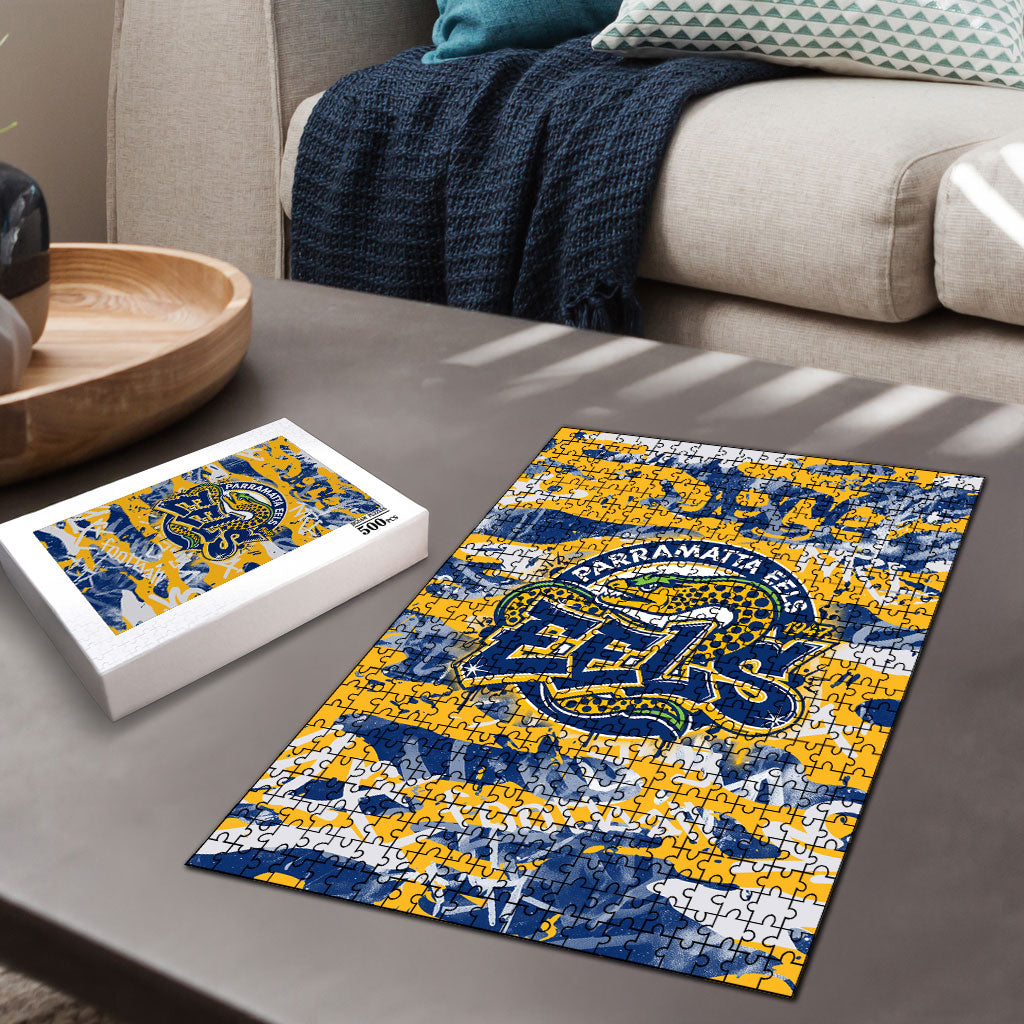 Parramatta Eels Rugby Puzzle Graffiti Typography Urban Camo Abstract Street Style