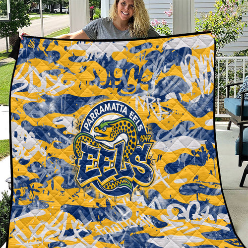 Parramatta Eels Rugby Quilt Graffiti Typography Urban Camo Abstract Street Style