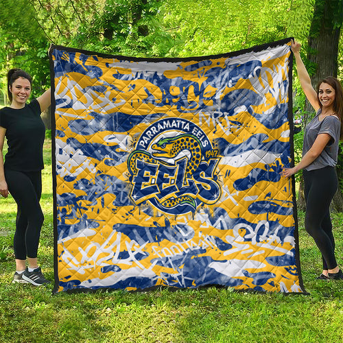 Parramatta Eels Rugby Quilt Graffiti Typography Urban Camo Abstract Street Style