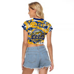 Parramatta Eels Rugby Raglan Cropped T Shirt Graffiti Typography Urban Camo Abstract Street Style