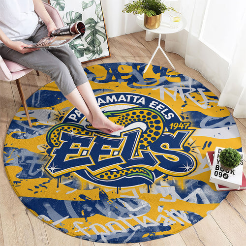Parramatta Eels Rugby Round Carpet Graffiti Typography Urban Camo Abstract Street Style
