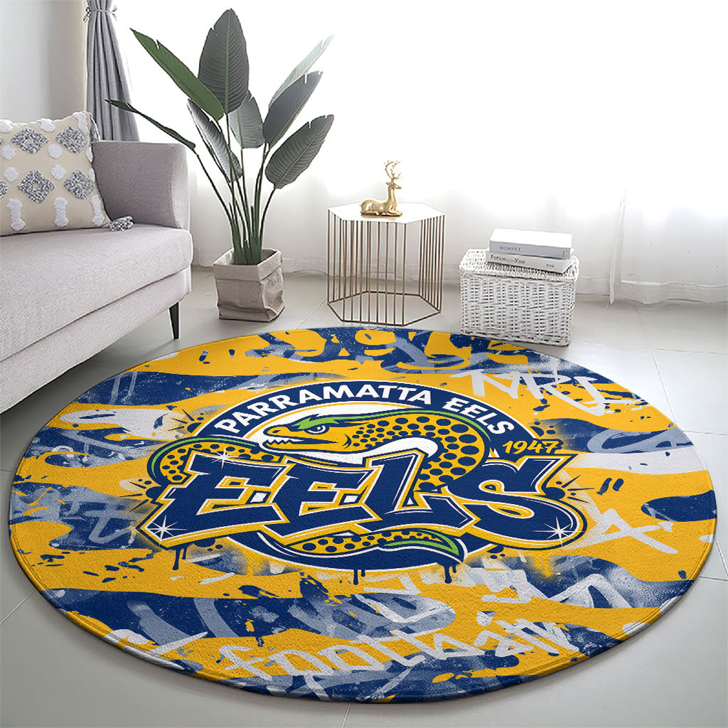 Parramatta Eels Rugby Round Carpet Graffiti Typography Urban Camo Abstract Street Style