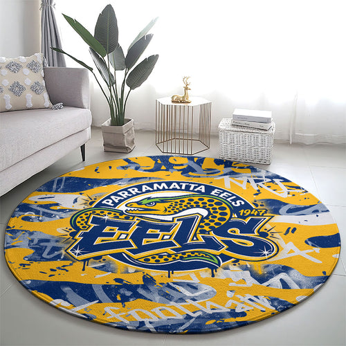 Parramatta Eels Rugby Round Carpet Graffiti Typography Urban Camo Abstract Street Style