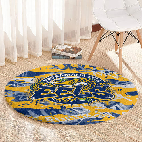 Parramatta Eels Rugby Round Carpet Graffiti Typography Urban Camo Abstract Street Style