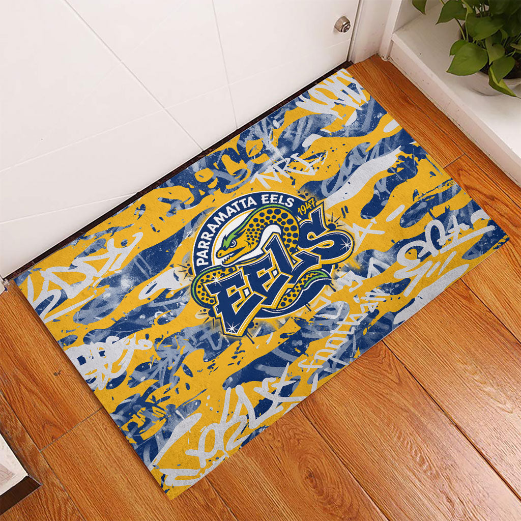 Parramatta Eels Rugby Rubber Doormat Graffiti Typography Urban Camo Abstract Street Style