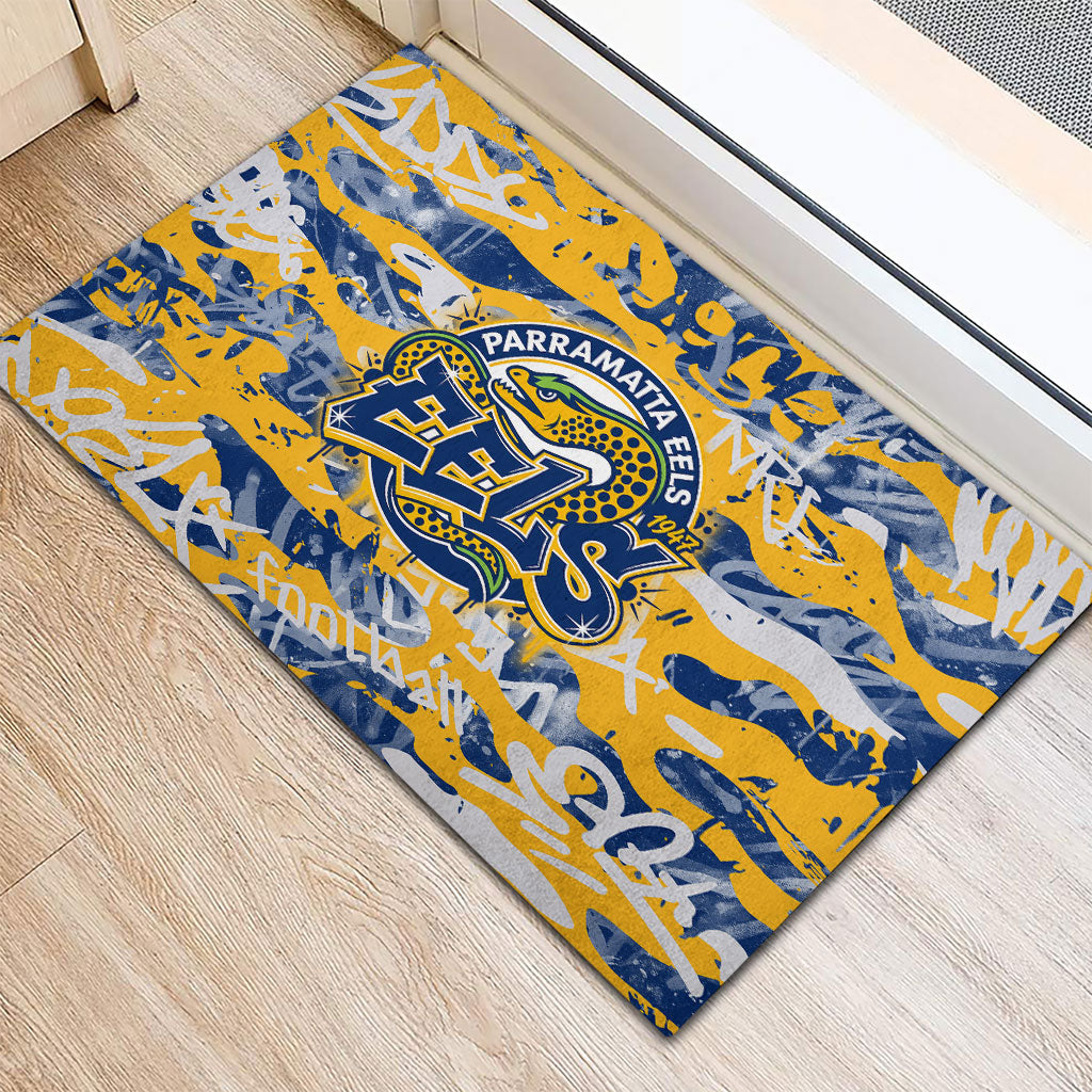 Parramatta Eels Rugby Rubber Doormat Graffiti Typography Urban Camo Abstract Street Style