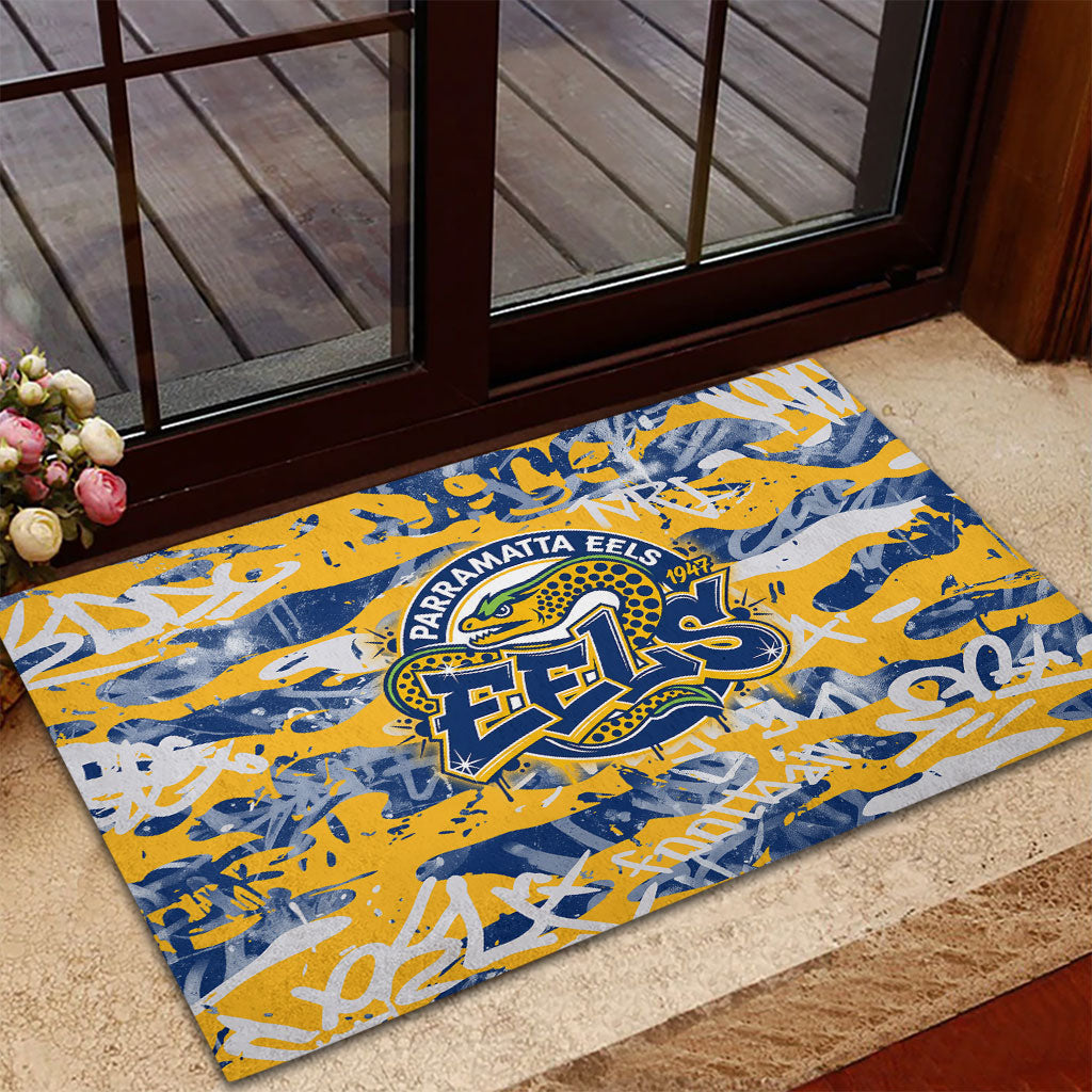 Parramatta Eels Rugby Rubber Doormat Graffiti Typography Urban Camo Abstract Street Style