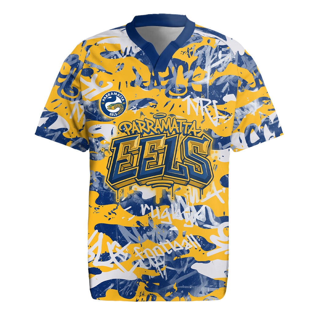 Parramatta Eels Rugby Rugby Jersey Graffiti Typography Urban Camo Abstract Street Style