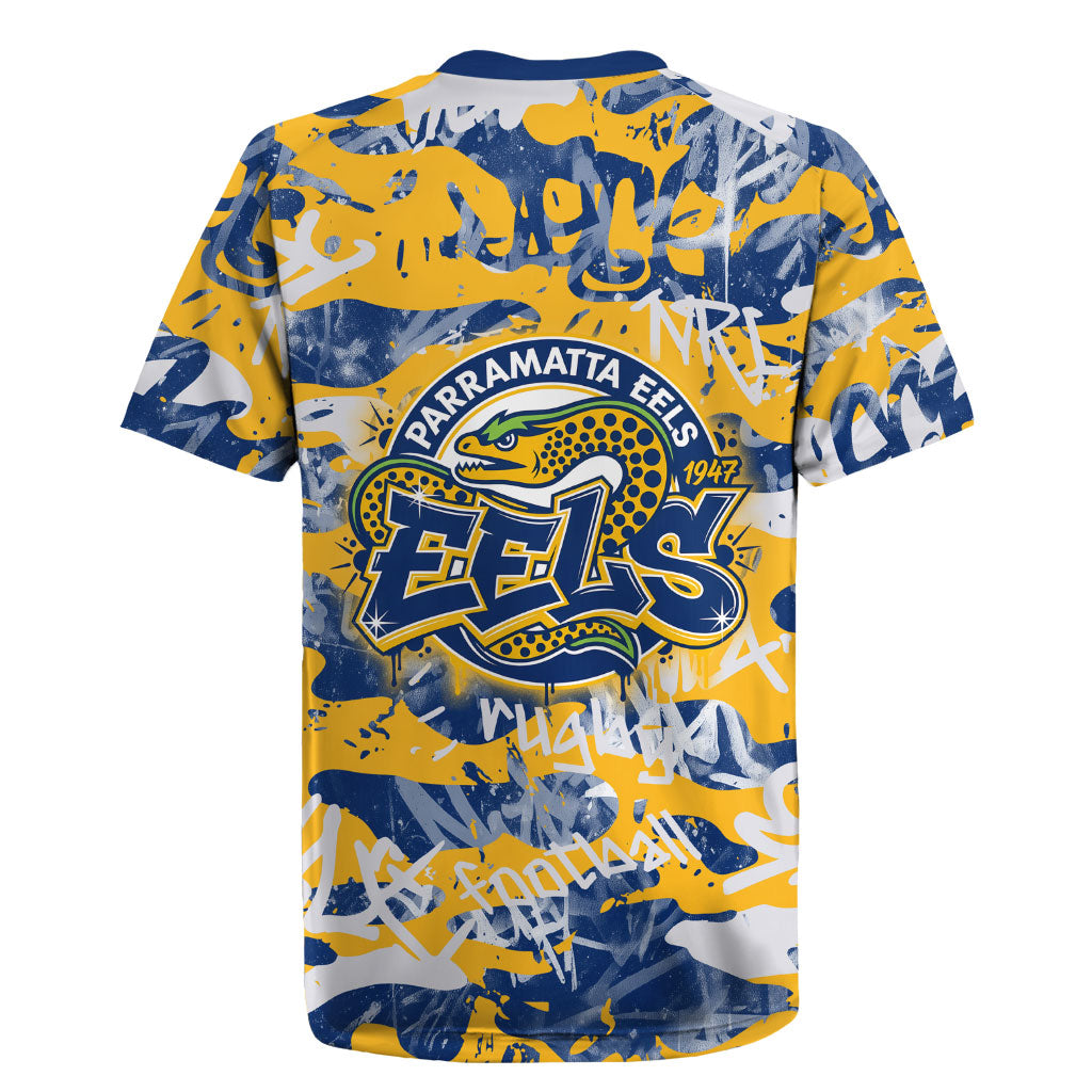 Parramatta Eels Rugby Rugby Jersey Graffiti Typography Urban Camo Abstract Street Style
