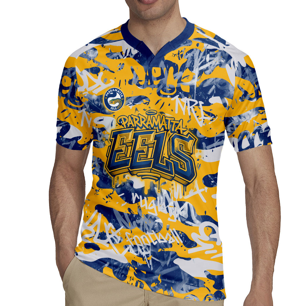 Parramatta Eels Rugby Rugby Jersey Graffiti Typography Urban Camo Abstract Street Style