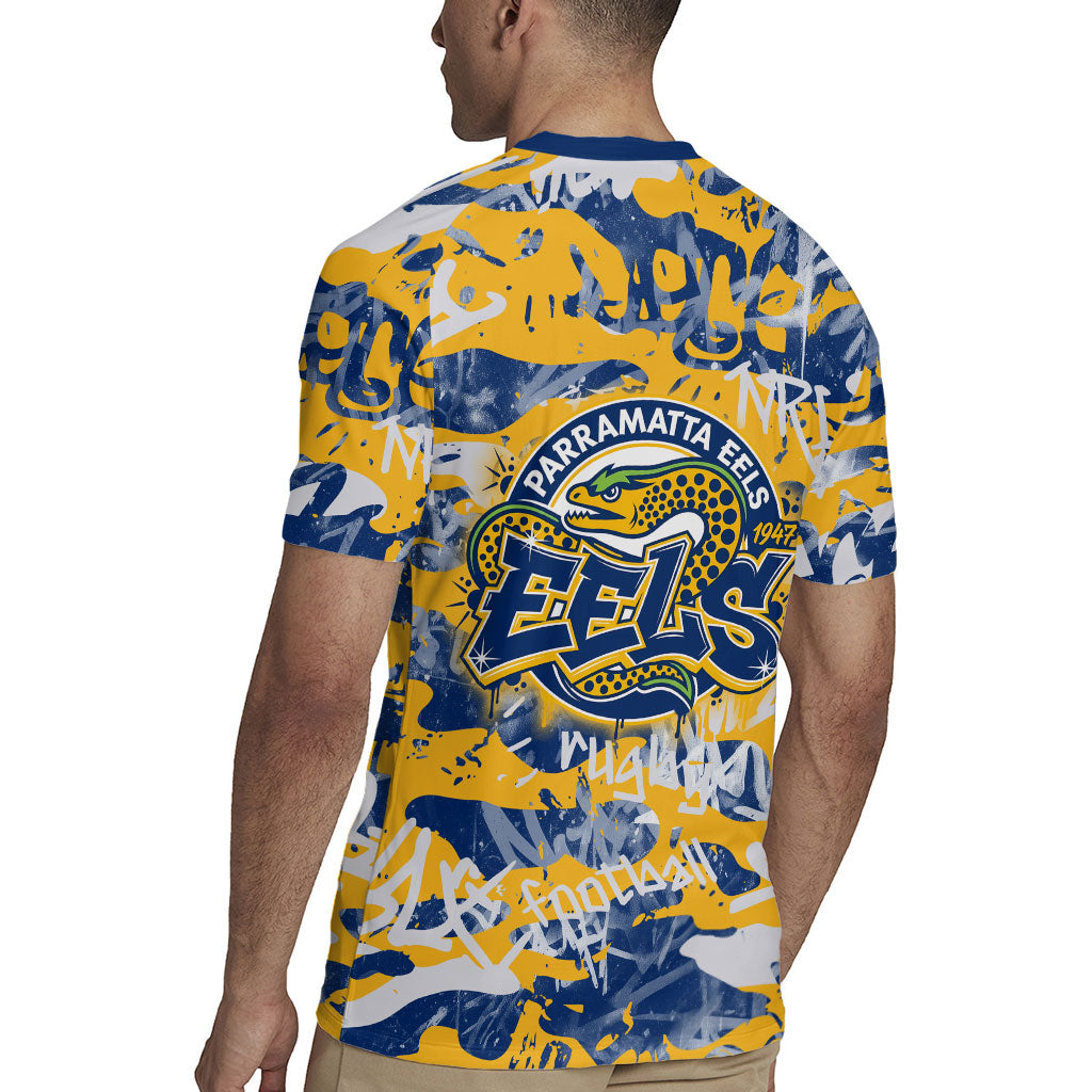 Parramatta Eels Rugby Rugby Jersey Graffiti Typography Urban Camo Abstract Street Style