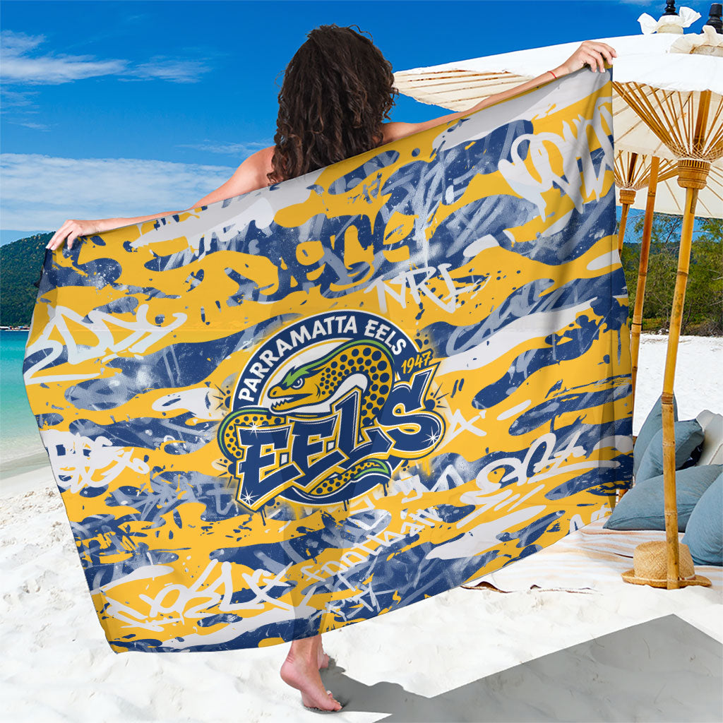 Parramatta Eels Rugby Sarong Graffiti Typography Urban Camo Abstract Street Style