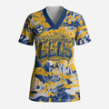 Parramatta Eels Rugby Scrub Top Graffiti Typography Urban Camo Abstract Street Style