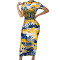 Parramatta Eels Rugby Short Sleeve Bodycon Dress Graffiti Typography Urban Camo Abstract Street Style