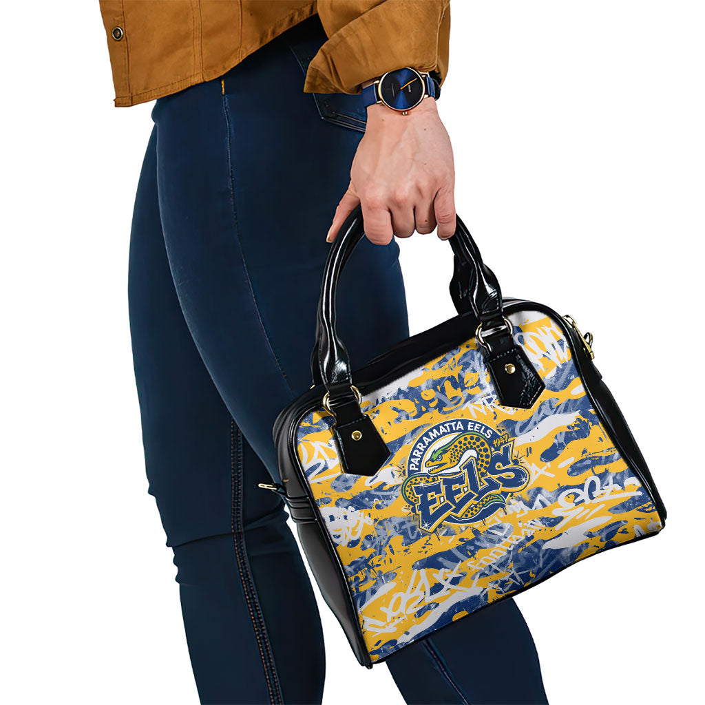 Parramatta Eels Rugby Shoulder Handbag Graffiti Typography Urban Camo Abstract Street Style