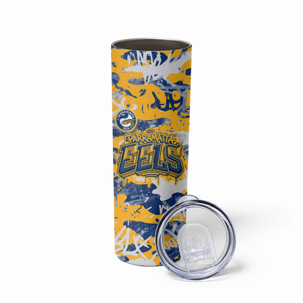 Parramatta Eels Rugby Skinny Tumbler Graffiti Typography Urban Camo Abstract Street Style