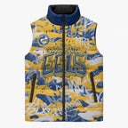 Parramatta Eels Rugby Sleeveless Puffer Jacket Graffiti Typography Urban Camo Abstract Street Style