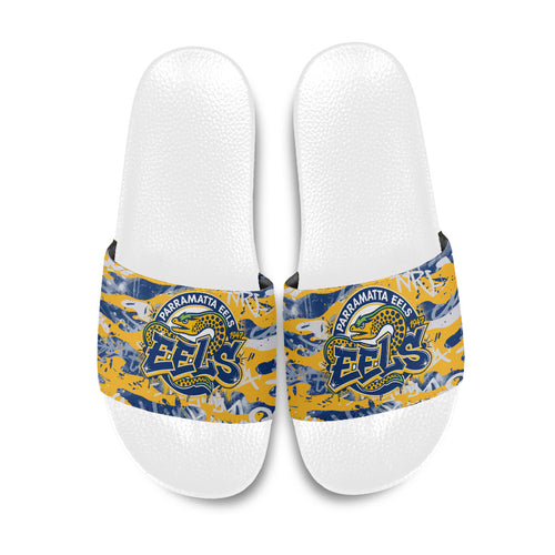 Parramatta Eels Rugby Slide Sandals Graffiti Typography Urban Camo Abstract Street Style
