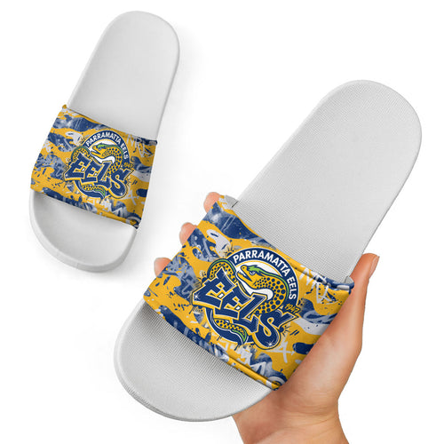 Parramatta Eels Rugby Slide Sandals Graffiti Typography Urban Camo Abstract Street Style