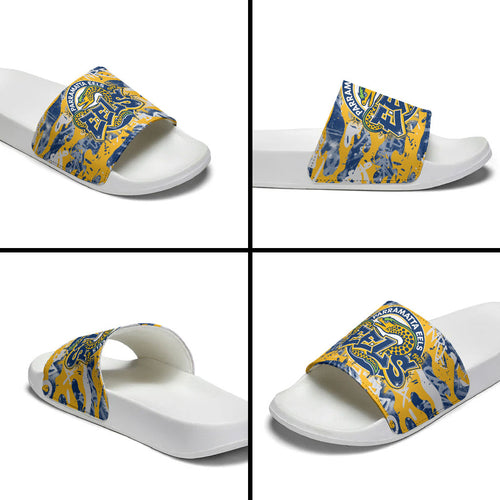 Parramatta Eels Rugby Slide Sandals Graffiti Typography Urban Camo Abstract Street Style
