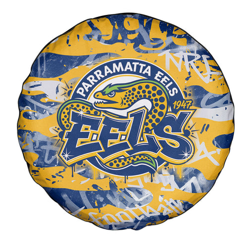 Parramatta Eels Rugby Spare Tire Cover Graffiti Typography Urban Camo Abstract Street Style