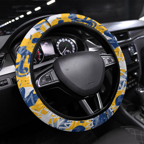 Parramatta Eels Rugby Steering Wheel Cover Graffiti Typography Urban Camo Abstract Street Style