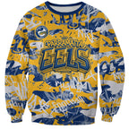 Parramatta Eels Rugby Sweatshirt Graffiti Typography Urban Camo Abstract Street Style