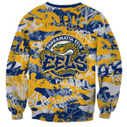 Parramatta Eels Rugby Sweatshirt Graffiti Typography Urban Camo Abstract Street Style