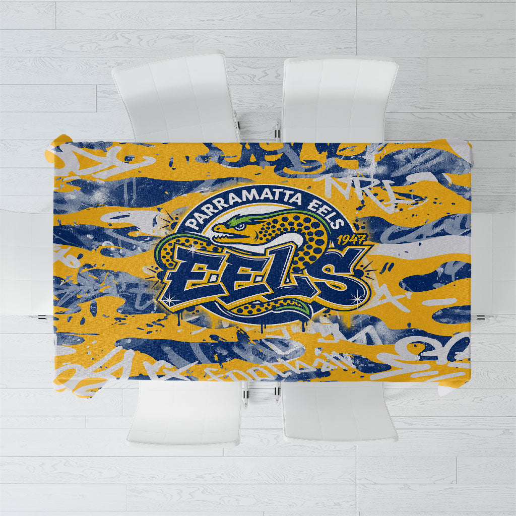 Parramatta Eels Rugby Tablecloth Graffiti Typography Urban Camo Abstract Street Style