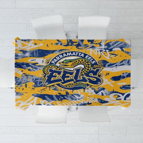 Parramatta Eels Rugby Tablecloth Graffiti Typography Urban Camo Abstract Street Style