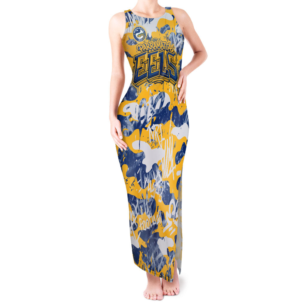 Parramatta Eels Rugby Tank Maxi Dress Graffiti Typography Urban Camo Abstract Street Style
