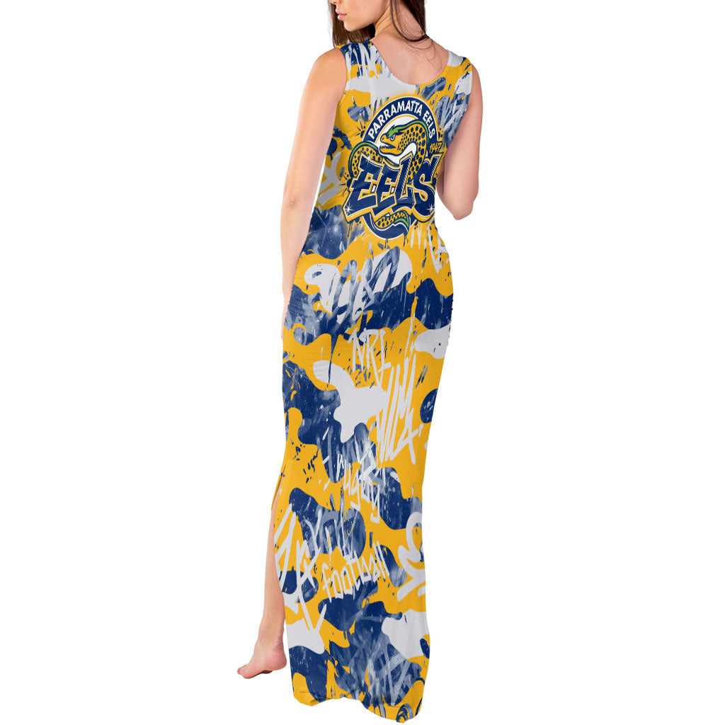 Parramatta Eels Rugby Tank Maxi Dress Graffiti Typography Urban Camo Abstract Street Style