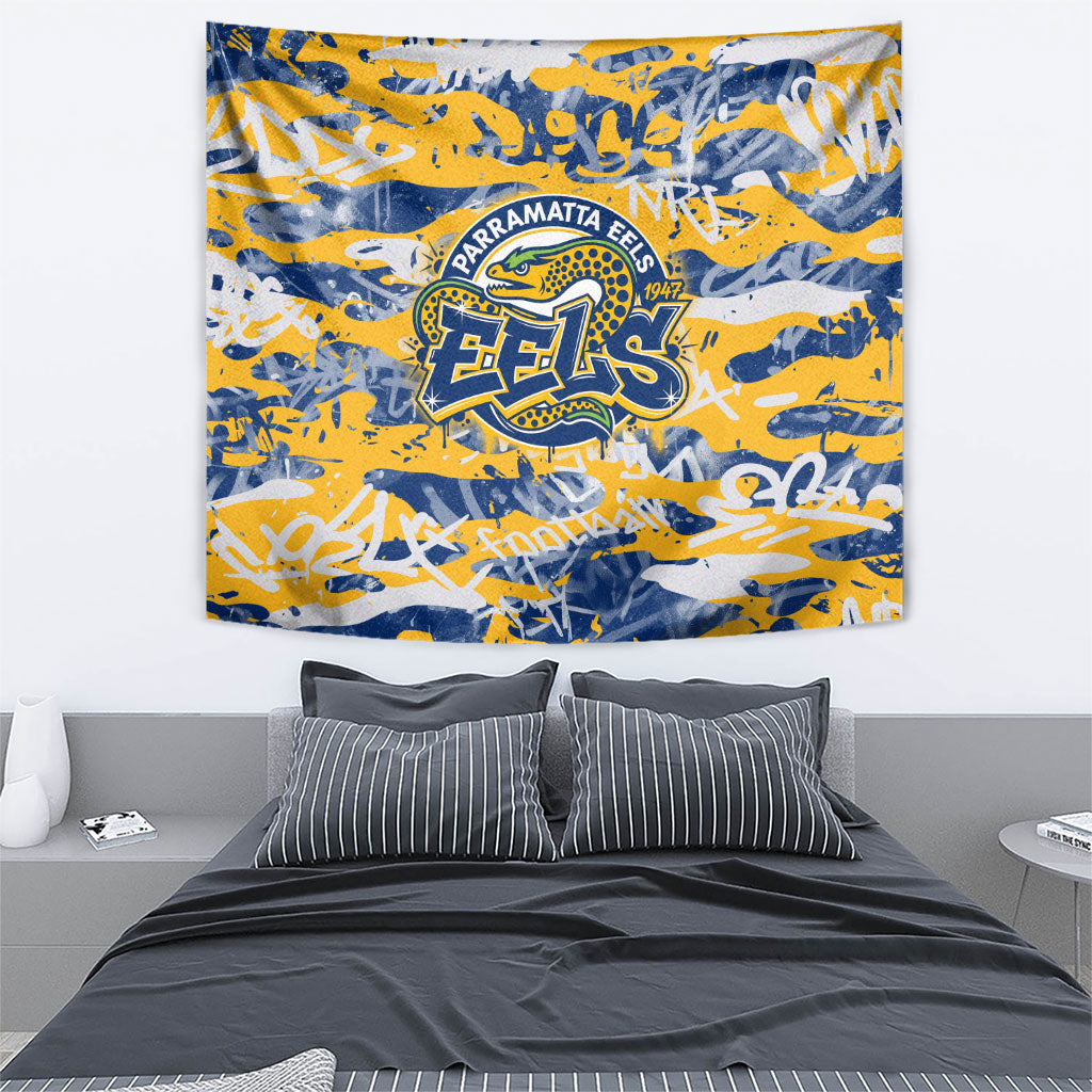 Parramatta Eels Rugby Tapestry Graffiti Typography Urban Camo Abstract Street Style