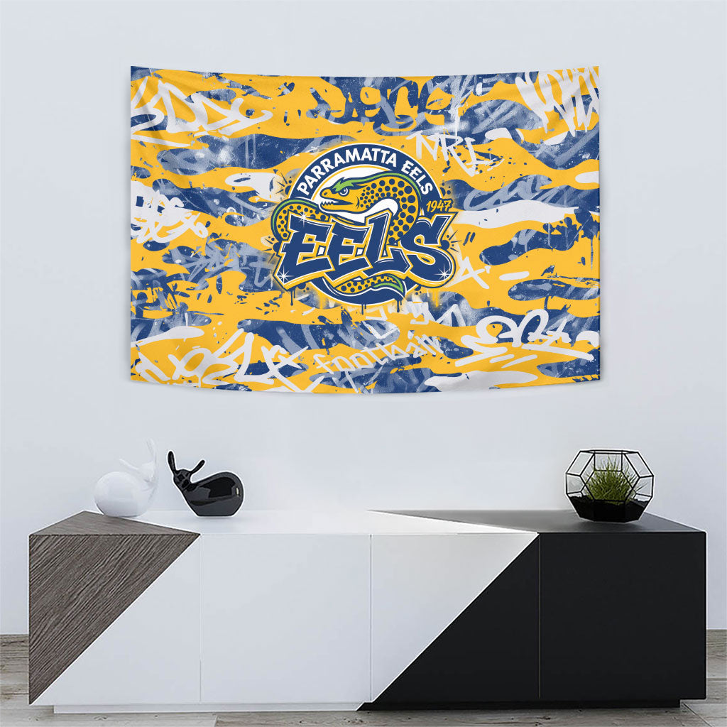 Parramatta Eels Rugby Tapestry Graffiti Typography Urban Camo Abstract Street Style