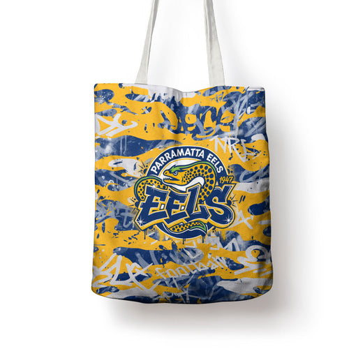 Parramatta Eels Rugby Tote Bag Graffiti Typography Urban Camo Abstract Street Style